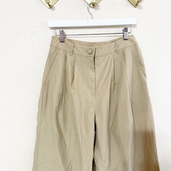 Saks Potts Lele Pleated Baggy Straight Leg Pants in Oat Brown size Medium - Picture 13 of 14